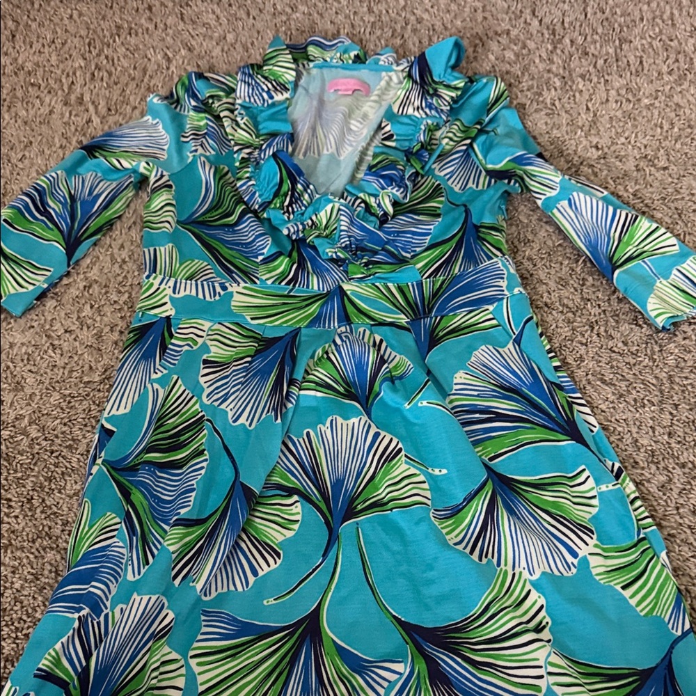 Lilly Pulitzer Blue and Green Midi Dress